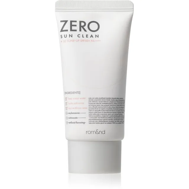 rom&nd Zero Sun Clean Eriti niisutav kerge toonitud niisutaja SPF 50+ varjund 02 Tone Up 50 ml
