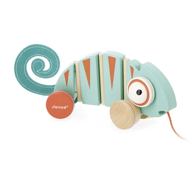 Janod Tropik Pull-Along Chameleon järelveetav mänguasi 12m+ 1 tk