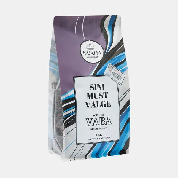 Sini Must Valge kofeiinivabad kohvioad 1kg