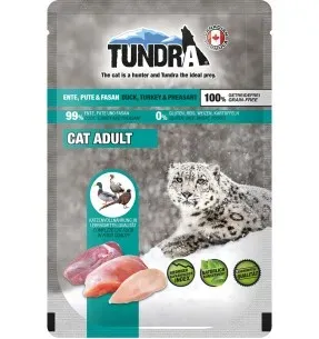 TUNDRA konserv kassile PARDI-, KALKUNI- ja FAASANILIHAGA (97%), teraviljavaba, kotikeses 85 g