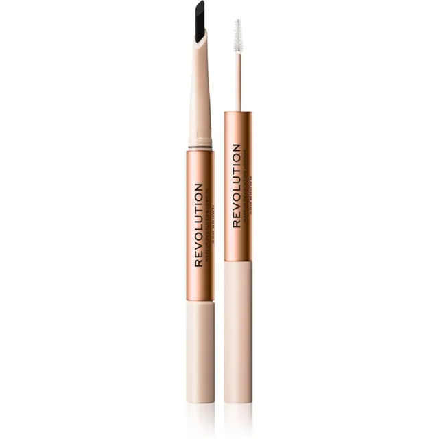Revolution Fluffy Brow Filter Duo Kahe otsaga kulmupliiats fikseerimiseks ja kuju andmiseks varjund Ash Brown 0.12 g