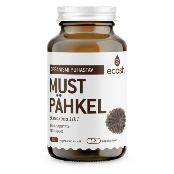 ECOSH LIFE MUSTA PÄHKLI EKSTRAKT KAPSLID N90