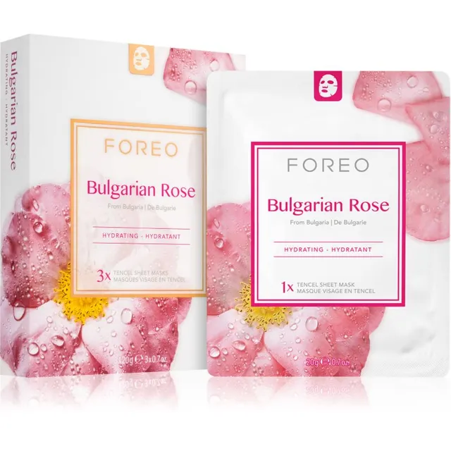 FOREO Farm to Face Sheet Mask Bulgarian Rose Niisutav näo lehtmask 3x20 ml