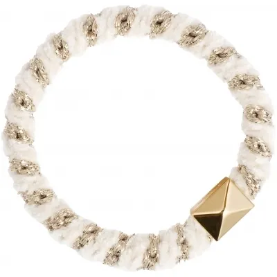 DARK Fluffy Fat Hair Tie W/Gold