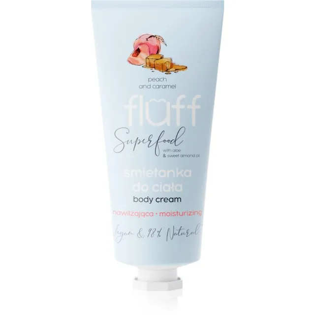 Fluff Superfood Peach & Caramel Niisutav kehakreem Aloe & Sweet Almond Oil 150 ml