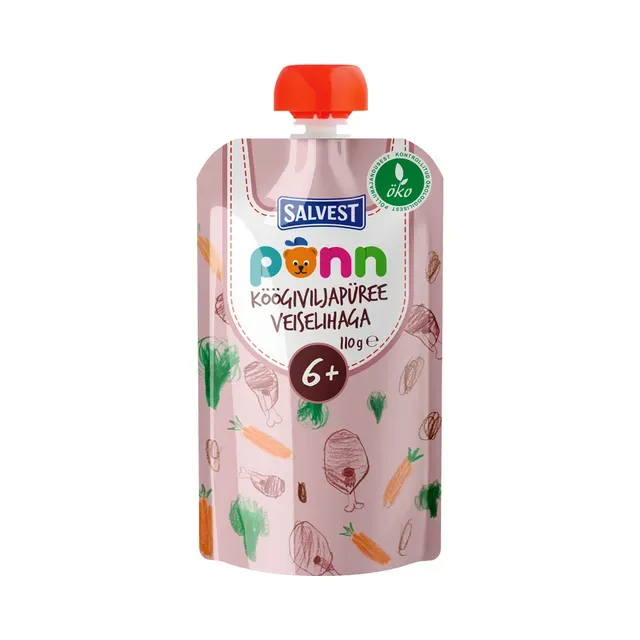 Köögiviljapüree veiselihaga öko 6+, PÕNN, 110 g