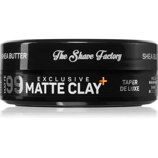 The Shave Factory Exclusive Matte Clay Tekstuuri andev ja matistav juuksesavi eriti tugev hoidvus 150 ml