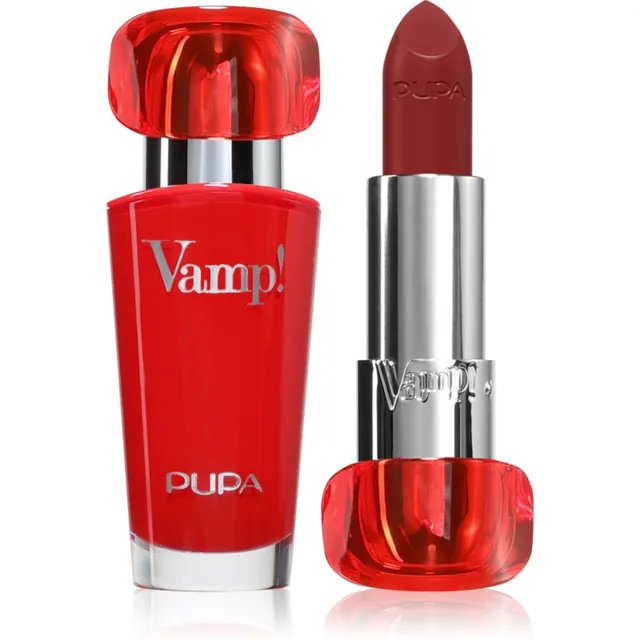 PUPA Milano Vamp! Luminous Lipstick Huultele täidlust andev huulepulk varjund 300 Scarlet Bordeaux 3.5 g