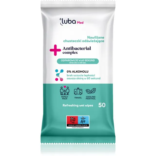 Luba Med Antibacterial Complex Niisked salvrätikud ilma alkoholita 50 tk