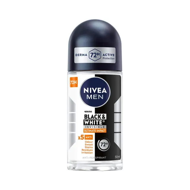 Rulldeodorant Black&White Ultimate Impact meestele, NIVEA, 50 ml
