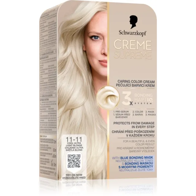 Schwarzkopf Creme Supreme Püsijuuksevärv varjund 11-11 Cool Ultra Light Blonde 60 ml