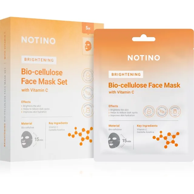 Notino Brightening Bio-Cellulose Face Mask with Vitamin C Lehtmaskide komplekt sära andva efektiga