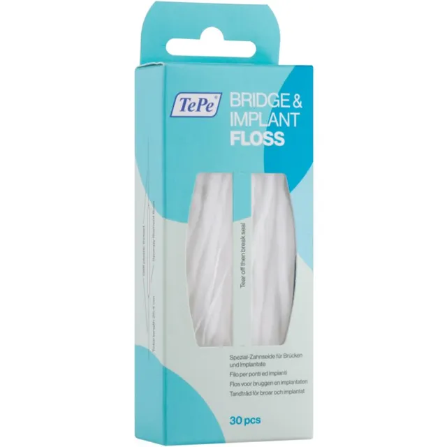 TePe Bridge & Implant Floss Spetsiaalne hambaniit implantaatide puhastamiseks 30 tk