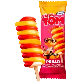 Väike Tom Prillo Maasika-Ananassi-vanilli maitseline jäätis 75g/80 ml