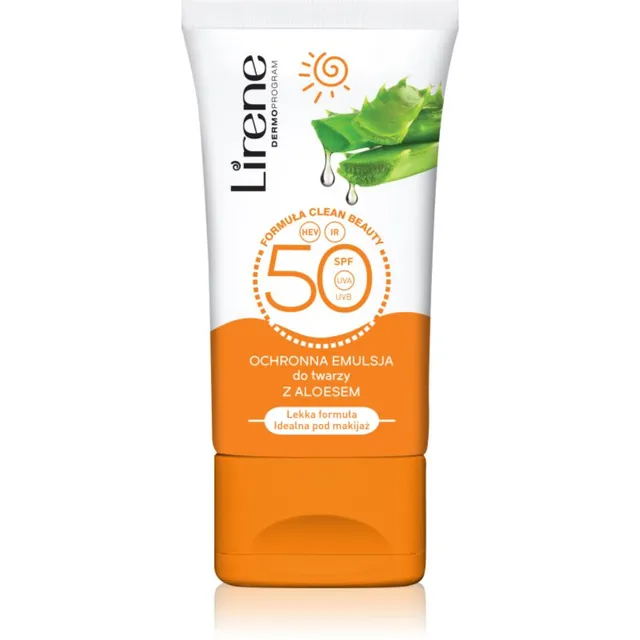 Lirene Sun care Kaitsev päevaemulsioon näole ja dekolteepiirkonnale aloe vera spf 50 50 ml