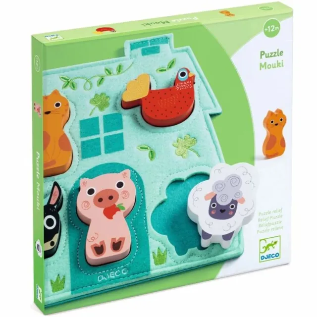 DJECO Wooden Block Puzzle Mouki pusle 12m+ 1 tk