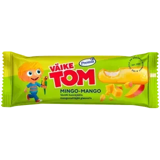 Väike Tom Mingo-Mango vanilli-koorejäätis mangomahlajää glasuuris 60g/74 ml