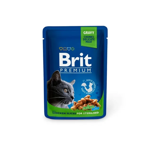 Brit Premium einekotike steriliseeritud kassile, kana kastmes, 100 g