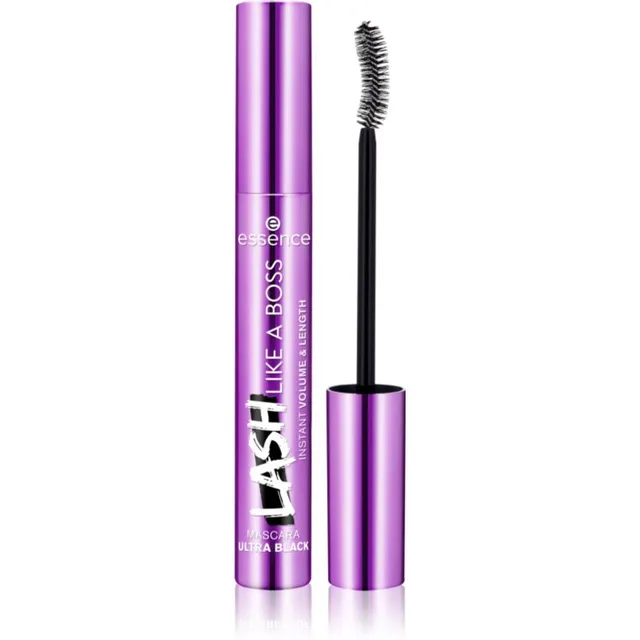 essence Lash Like a Boss Ripsmeid pikendav, volüümi andev ja neid eraldav ripsmetušš varjund Ultra Black 9,5 ml