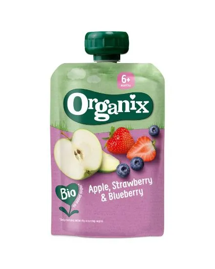 Organix õuna-maasika-mustikapüree 6k 100g