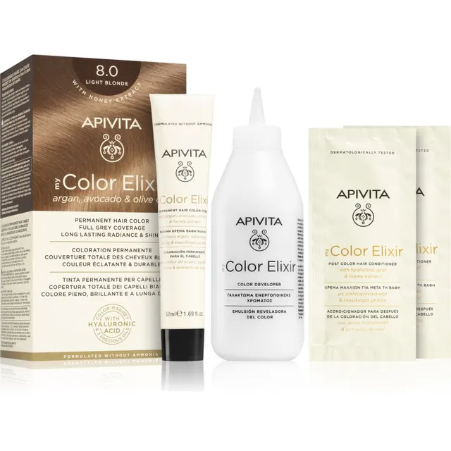 Apivita My Color Elixir Juuksevärv ammoniaagivaba varjund 8.0 Light Blonde 1 tk