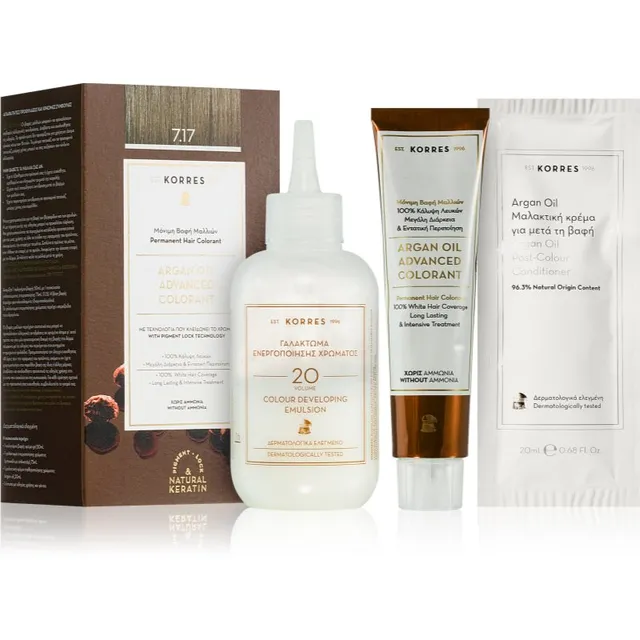 Korres Argan Oil Püsijuuksevärv argaaniaõliga varjund 7.17 Dark Blonde Beige 50 ml