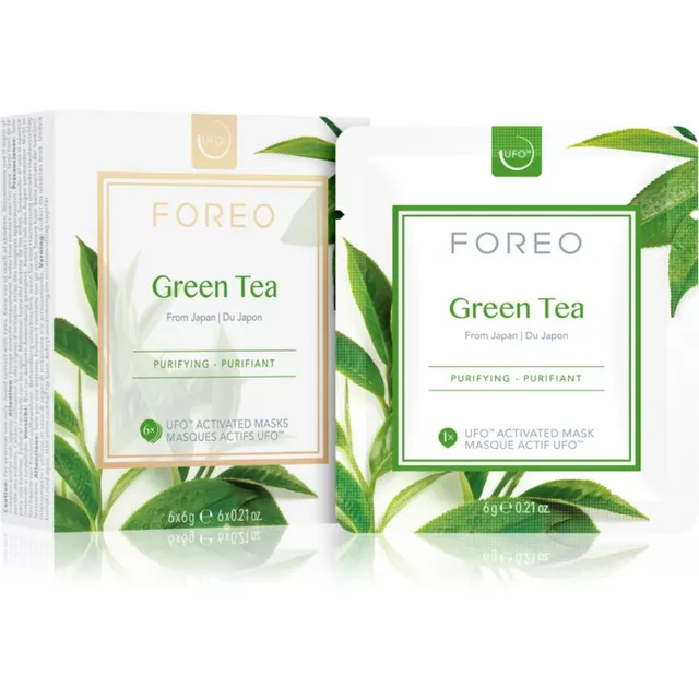 FOREO UFO™ Green Tea Värskendav ja rahustav näomask 6 x 6 g