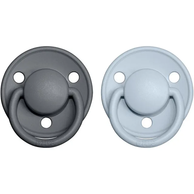BIBS De Lux Natural Rubber Size 2: 6+ months lutt Iron / Baby Blue 2 tk