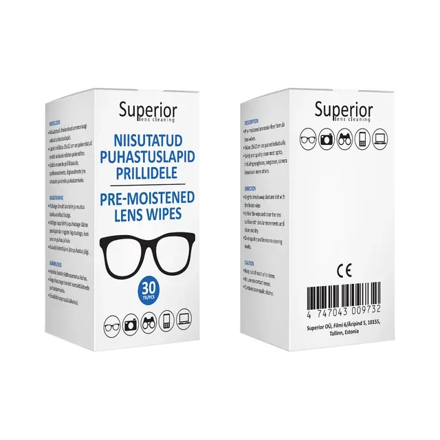 Niisutatud ühekordsed prillipuhastuslappid, SUPERIOR CLEANING, 10tk