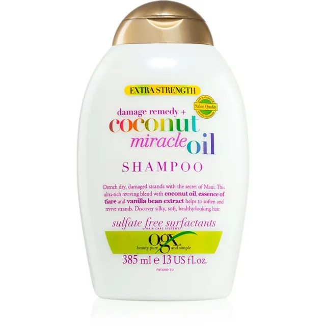 OGX Coconut Miracle Oil Tugevdav šampoon kahjustatud juustele kookosõliga 385 ml
