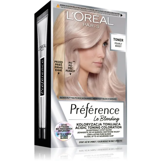 L’Oréal Paris Préférence Le Blonding Toner happeline toonija messingitoone neutraliseeriv varjund Pearly Boost 1 tk