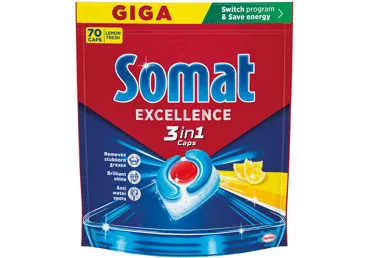 Kapslid SOMAT Excellence 3in1 Lemon 70tk