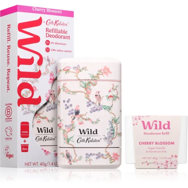 Wild Cherry Blossom Birds and Berries Case Pulkdeodorant koos ümbrisega 40 g