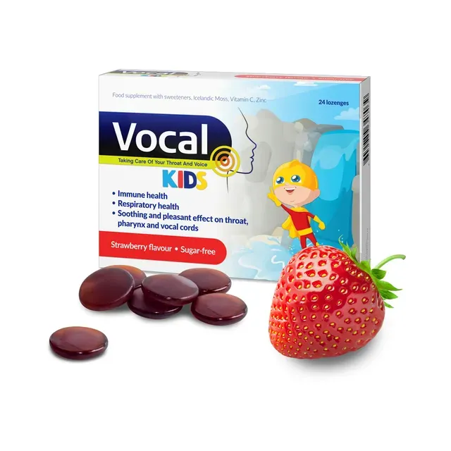 Maasikamaitselised imemistabletid Kids N24, VOCAL, 24 g