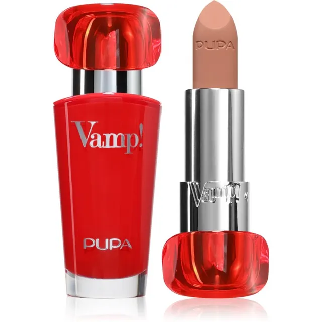 PUPA Milano Vamp! Luminous Lipstick Huultele täidlust andev huulepulk varjund 105 Light Chestnut 3.5 g