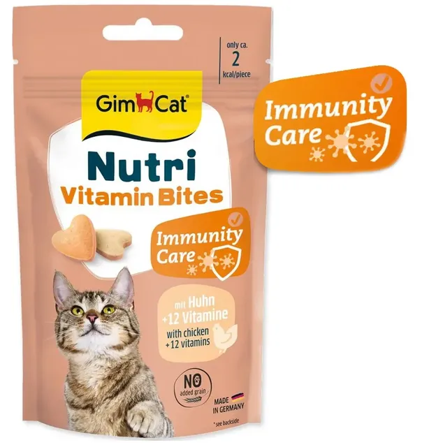 Nutri Vitamin Bites kanaliha ja 12 vitamiiniga maiused kassile immuunsuse toetamiseks (GimCat)