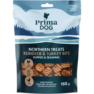 Täiendsööt. Northen Treats Bites maius kutsikatele põhjapõder-kalkun, PRIMADOG, 150 g