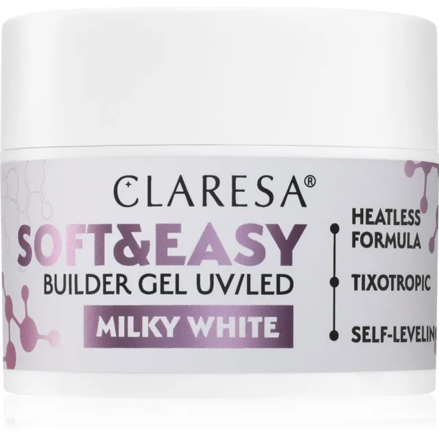 Claresa Soft&Easy Builder Gel Geeli aluskiht küüntele varjund Milky White 45 g
