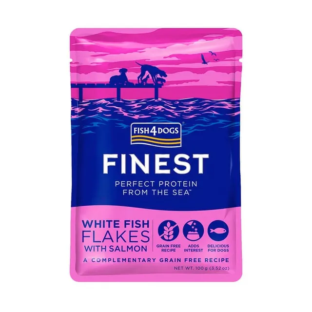 Fish4Dogs Finest Flakes einekotike koertele, valge kala/lõhe 100 g