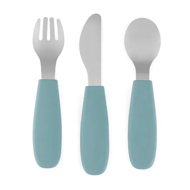Petite&Mars Take&Match Stainless Steel Cutlery Set söögiriistad lastele Frosted Sky 12m+ 3 tk