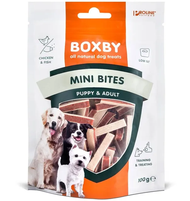 Naturaalne maius koerale Boxby Mini Bites, kanaliha ja kalaga