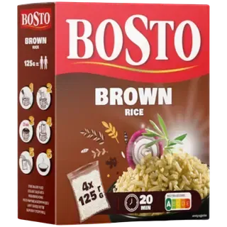 Pruun riis 4 x 125 g, BOSTO, 500 g