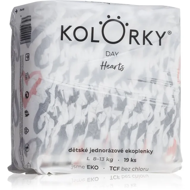 Kolorky Day Hearts ühekordselt kasutatavad ökomähkmed 19 tk