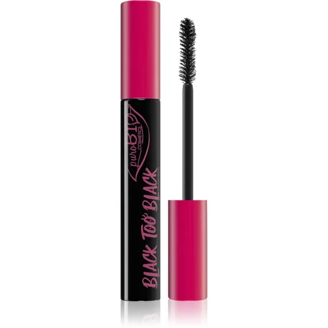 puroBIO Cosmetics Black too Black Tihendav ja hooldav ripsmetušš 9.9 ml
