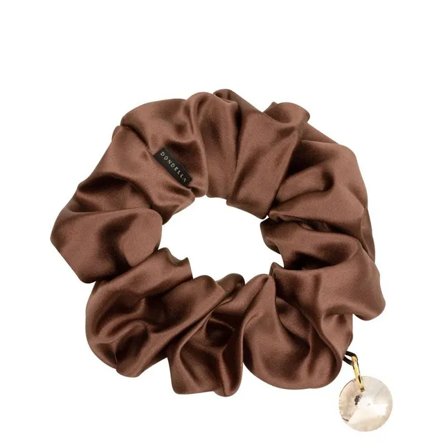 DONDELLA Luxury Silk Brown Scrunchie Hair Ring 14cm