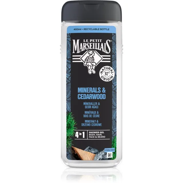Le Petit Marseillais Minerals & Cedarwood Dušigeel neli-ühes meestele 400 ml