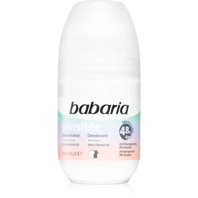 Babaria Deodorant Invisible Rulldeodorant-antiperspirant valgete ja kollaste plekkide hoolduseks 50 ml