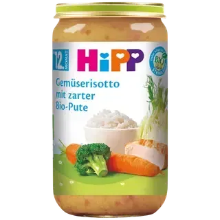HiPP köögiviljarisoto hõrgu kalkunilihaga öko al. 12. kuust 250g