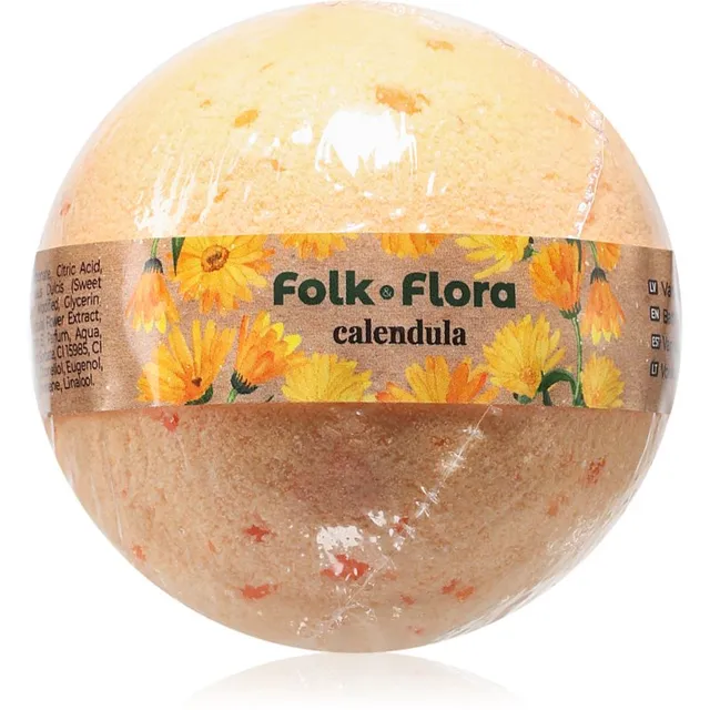 Folk & Flora Calendula Kihisev vannipomm hariliku saialillega 130 g