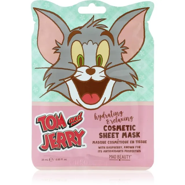 Mad Beauty Tom & Jerry Sheet Mask - Tom Niisutav näo lehtmask hüaluroonhappega 1 tk